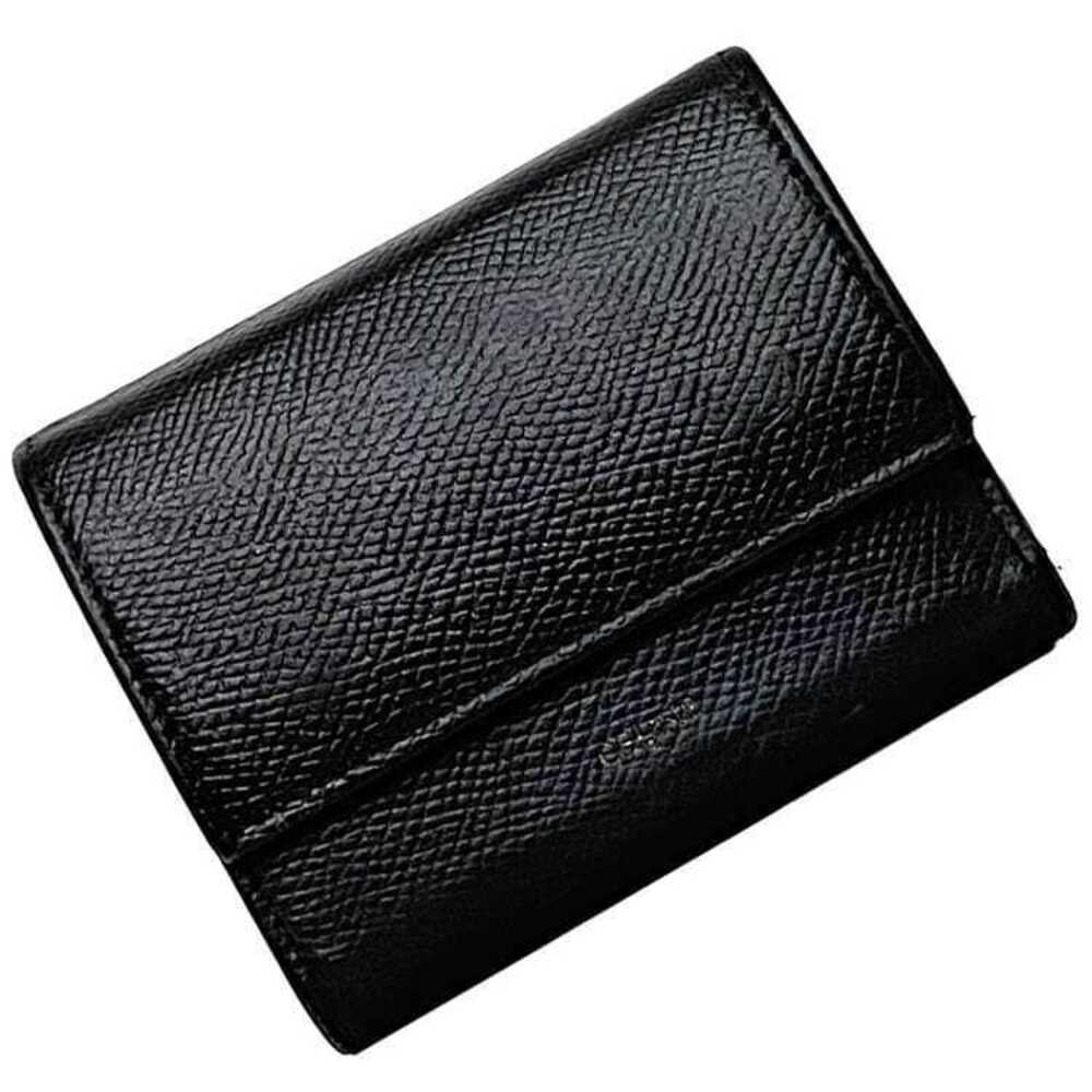 Celine Trifold Wallet Compact Leather Snap Closure Trifold Folding Black